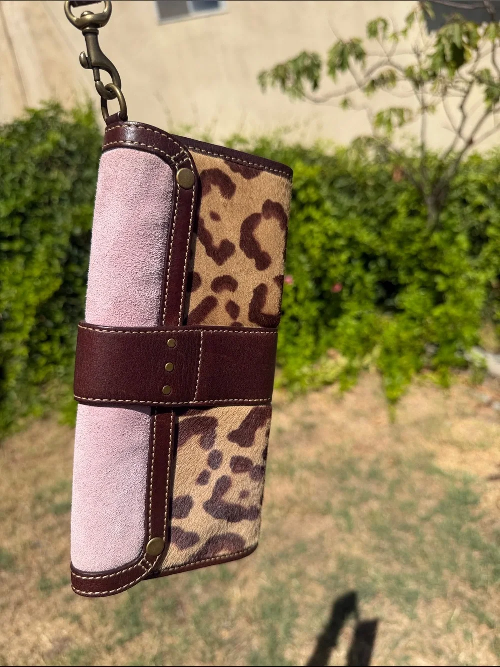 HTF Rare Vintage Coach Madison Ocelot haircalf suede bag & matching wristlet